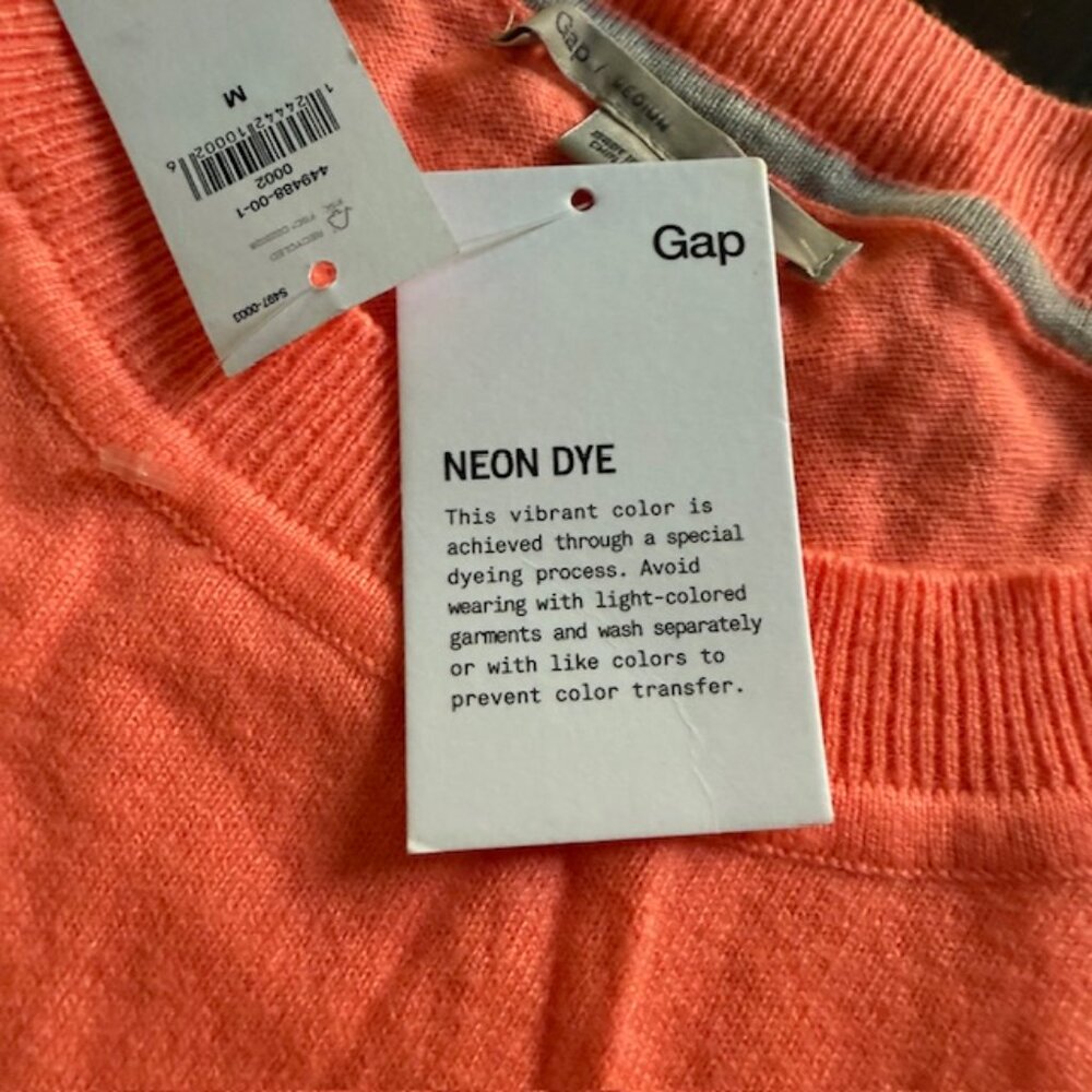Gap Womens Orange Neon Butterfly Crewneck Sweater M New - Picture 4 of 6